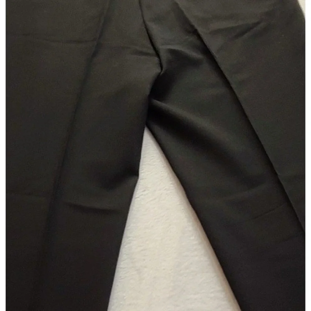 Men's Black Pleated Cuffed Dress Pants Straight Leg Trousers 35x31 Casual Office